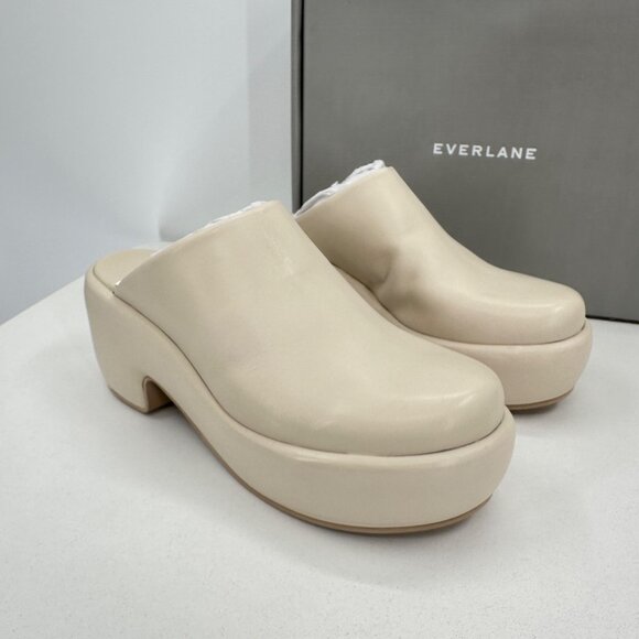 Everlane The Puffa Clog in Parchment Leather sz 9.5 Women's Platform Sip-on Mule - Picture 4 of 6
